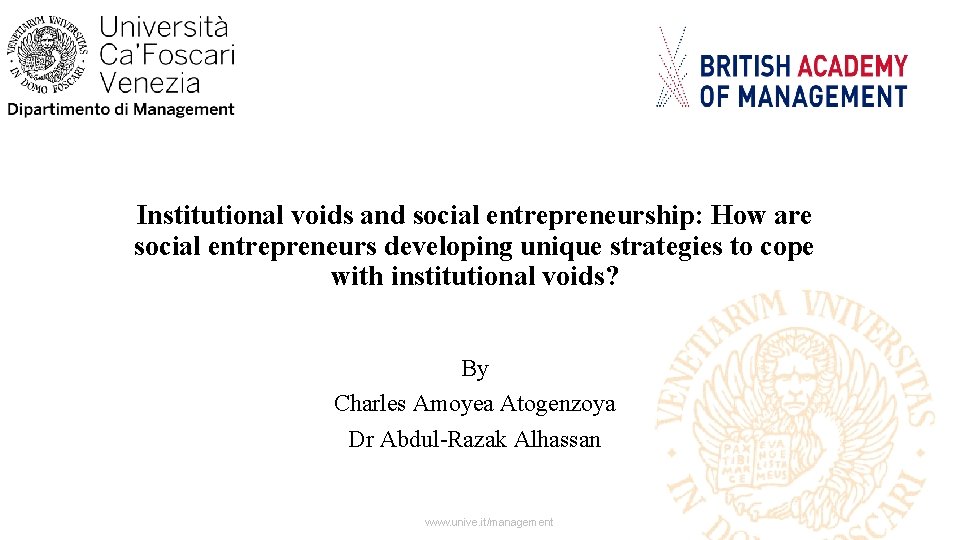 Institutional voids and social entrepreneurship: How are social entrepreneurs developing unique strategies to cope