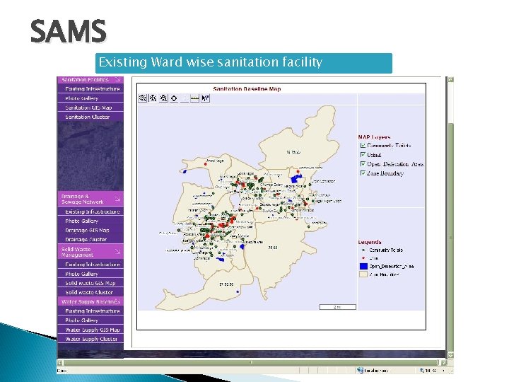SAMS Existing Ward wise sanitation facility 