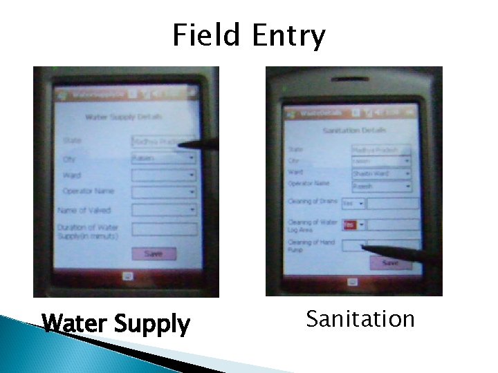 Field Entry Water Supply Sanitation 