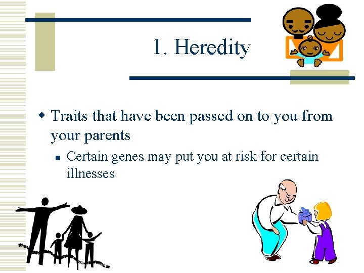 1. Heredity w Traits that have been passed on to you from your parents