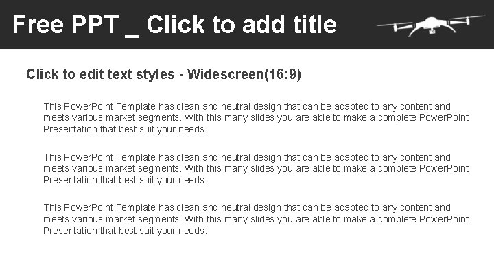 Free PPT _ Click to add title Click to edit text styles - Widescreen(16: