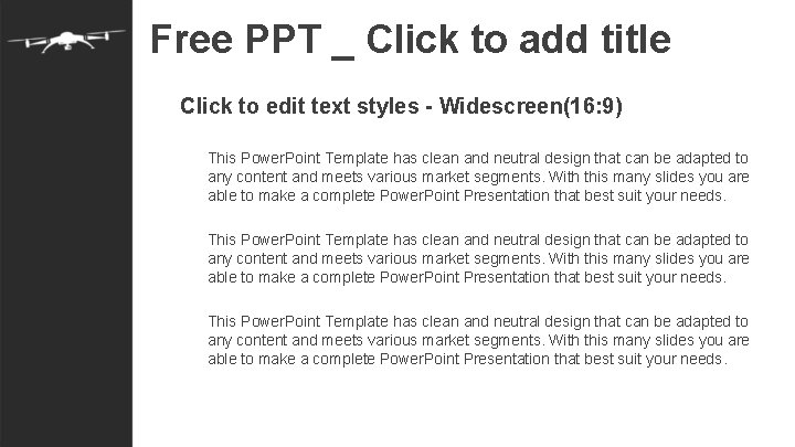 Free PPT _ Click to add title Click to edit text styles - Widescreen(16: