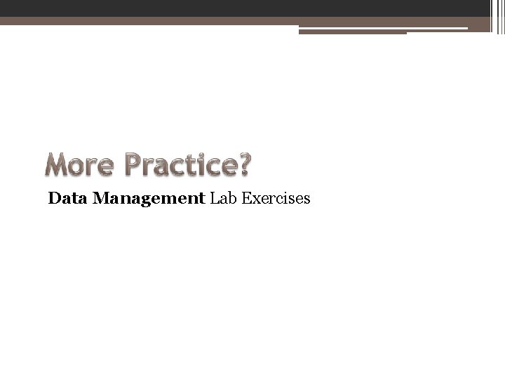 Data Management Lab Exercises 
