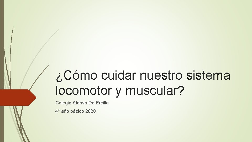 ¿Cómo cuidar nuestro sistema locomotor y muscular? Colegio Alonso De Ercilla 4° año básico