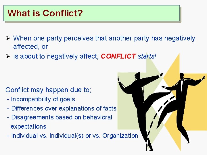 What is Conflict? Ø When one party perceives that another party has negatively affected,