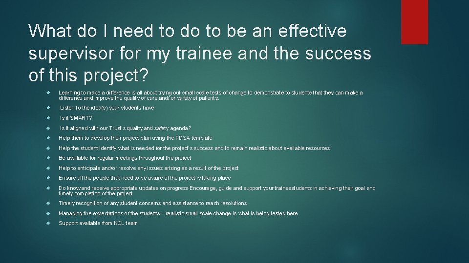 What do I need to do to be an effective supervisor for my trainee What do I need to do to be an effective supervisor for my trainee