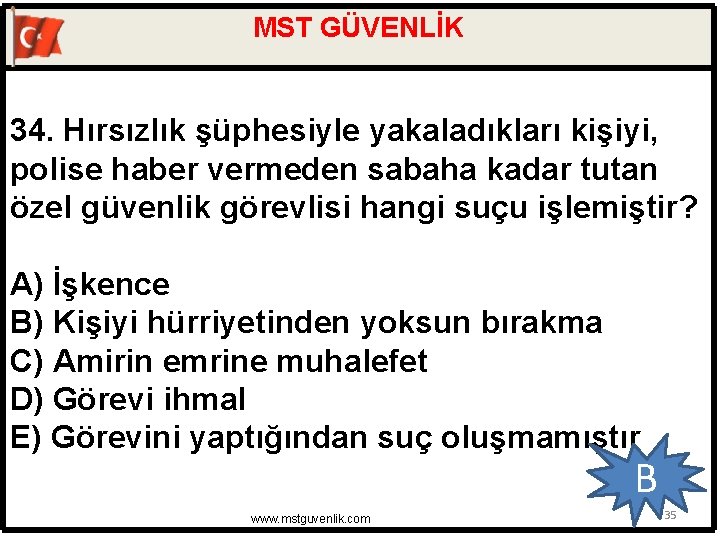 MST GÜVENLİK 34. Hırsızlık şüphesiyle yakaladıkları kişiyi, polise haber vermeden sabaha kadar tutan özel