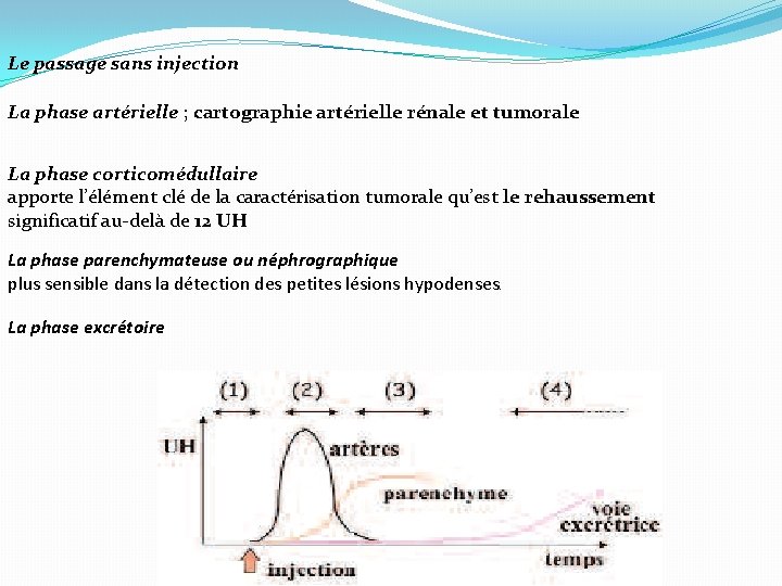 Le passage sans injection La phase artérielle ; cartographie artérielle rénale et tumorale La