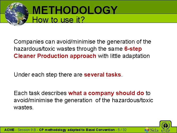 METHODOLOGY How to use it? Companies can avoid/minimise the generation of the hazardous/toxic wastes