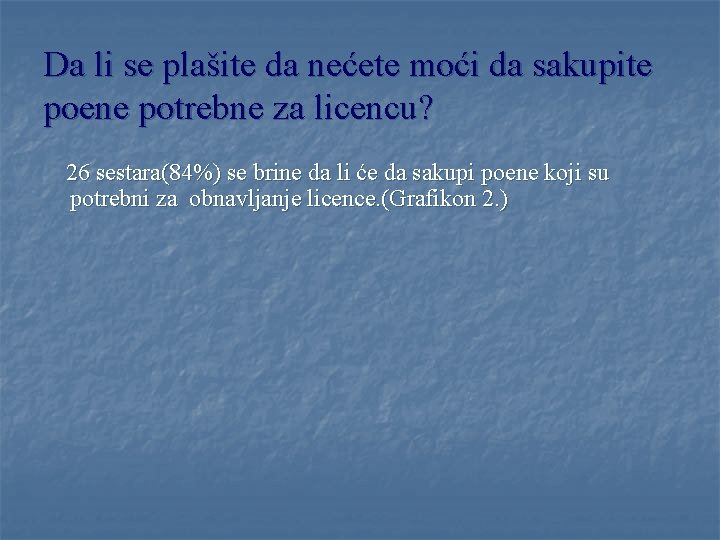 Da li se plašite da nećete moći da sakupite poene potrebne za licencu? 26