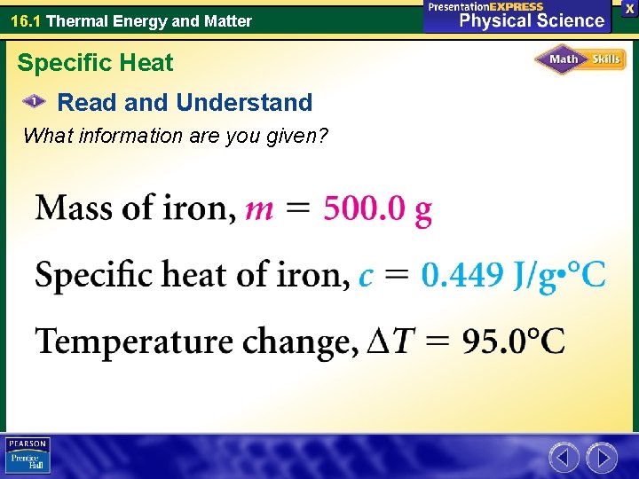 16. 1 Thermal Energy and Matter Specific Heat Read and Understand What information are 16. 1 Thermal Energy and Matter Specific Heat Read and Understand What information are