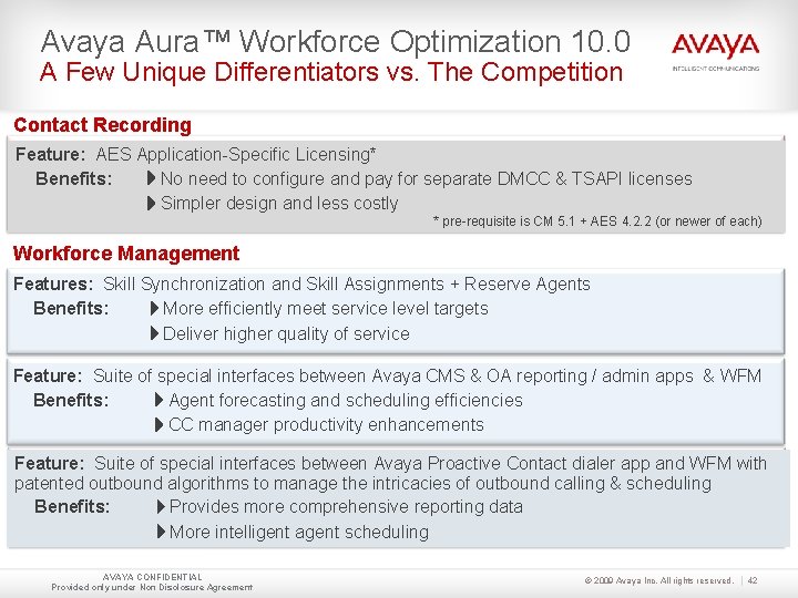 Avaya Aura™ Workforce Optimization 10. 0 A Few Unique Differentiators vs. The Competition Contact