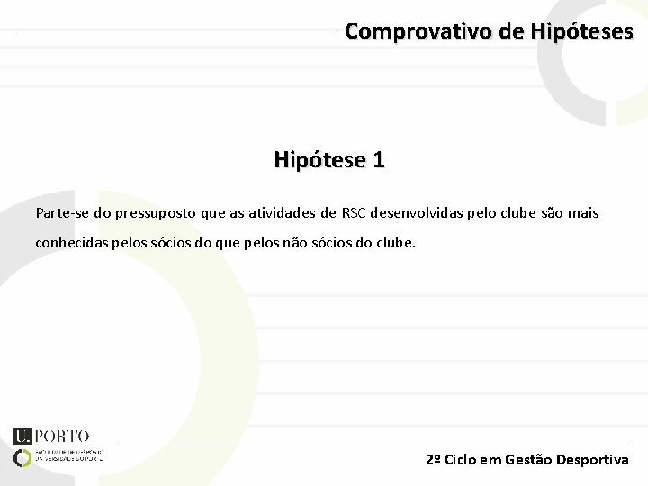 Comprovativo de Hipóteses Hipótese 1 Parte-se do pressuposto que as atividades de RSC desenvolvidas