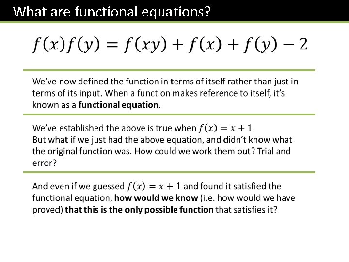 What are functional equations? 