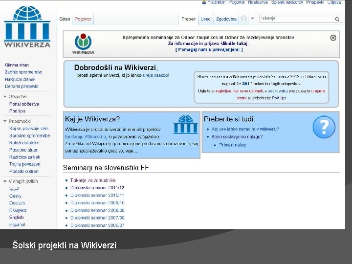 Šolski projekti na Wikiverzi 