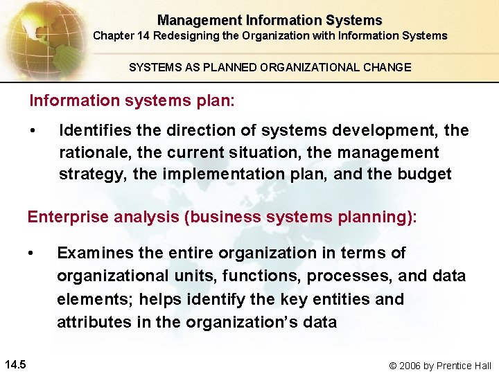 Management Information Systems Chapter 14 Redesigning the Organization with Information Systems SYSTEMS AS PLANNED