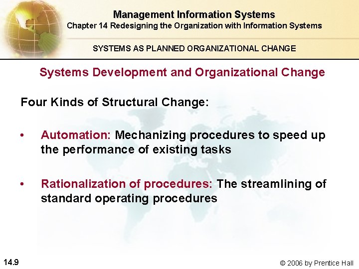 Management Information Systems Chapter 14 Redesigning the Organization with Information Systems SYSTEMS AS PLANNED