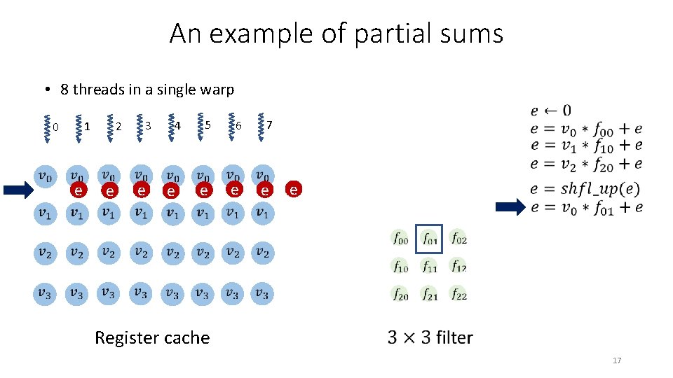 An example of partial sums • 8 threads in a single warp e 5