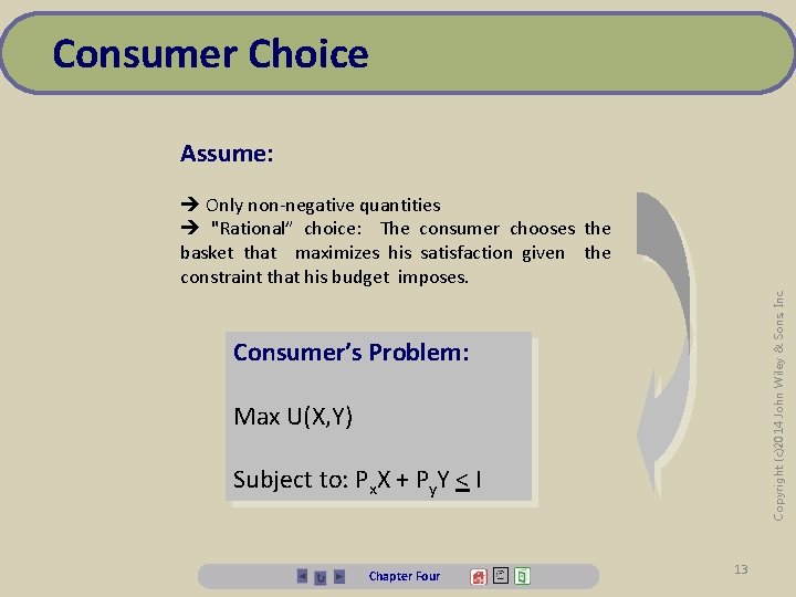 Consumer Choice Assume: Copyright (c)2014 John Wiley & Sons, Inc. Only non-negative quantities "Rational”