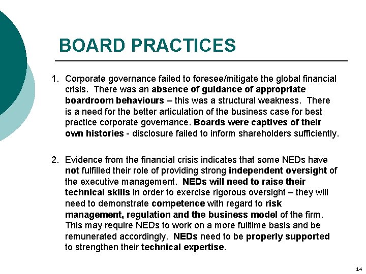CORPORATE GOVERNANCE AND THE 2008 FINANCIAL CRISIS PRESENTED