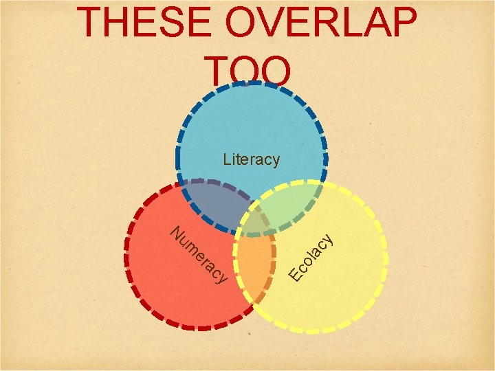 THESE OVERLAP TOO Ec ol y ac er um N ac y Literacy 