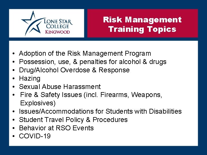 Trauma Risk Management Training Topics Risk Management Training For Student Organizations Office of