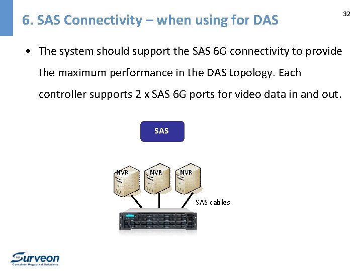 6. SAS Connectivity – when using for DAS • The system should support the
