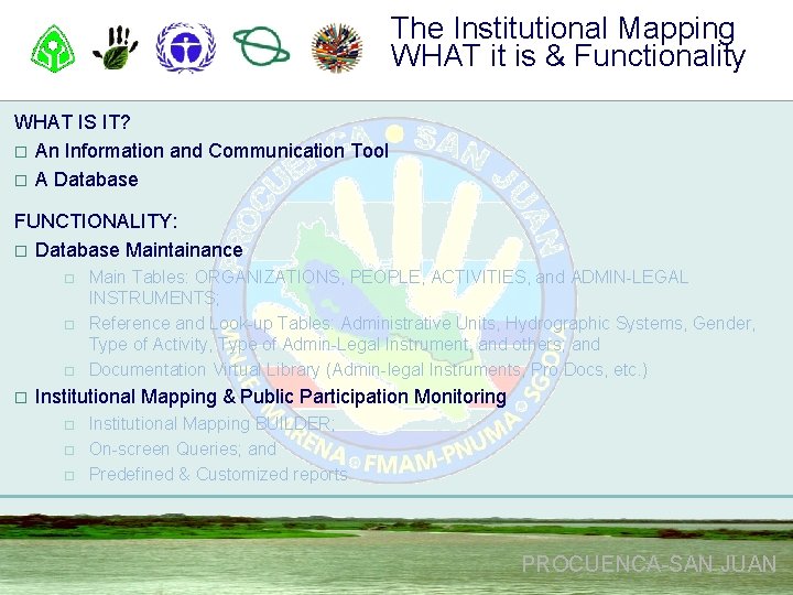 The Institutional Mapping WHAT it is & Functionality WHAT IS IT? o An Information