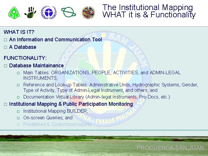 The Institutional Mapping WHAT it is & Functionality WHAT IS IT? o An Information