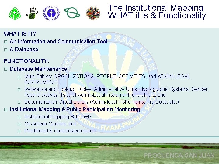 The Institutional Mapping WHAT it is & Functionality WHAT IS IT? o An Information