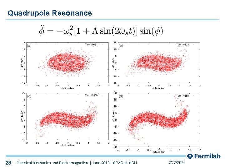 Quadrupole Resonance 28 28 Classical Mechanics and Electromagnetism | June 2018 USPAS at MSU