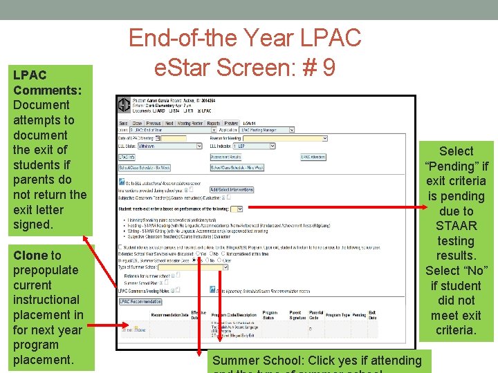 LPAC Comments: Document attempts to document the exit of students if parents do not