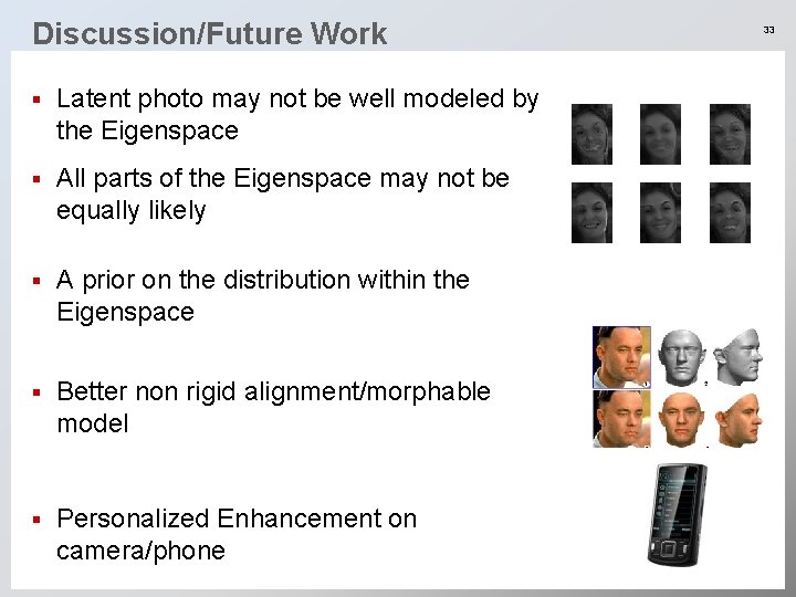 Discussion/Future Work § Latent photo may not be well modeled by the Eigenspace §