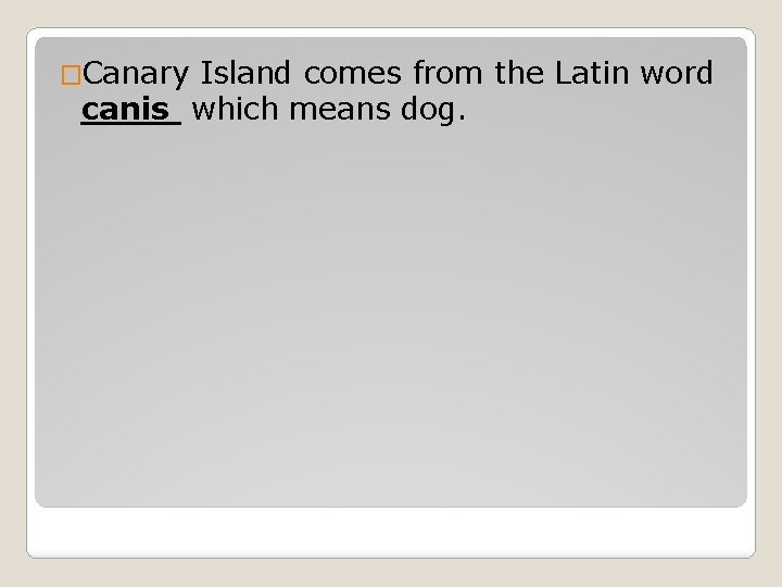 �Canary Island comes from the Latin word canis which means dog. 