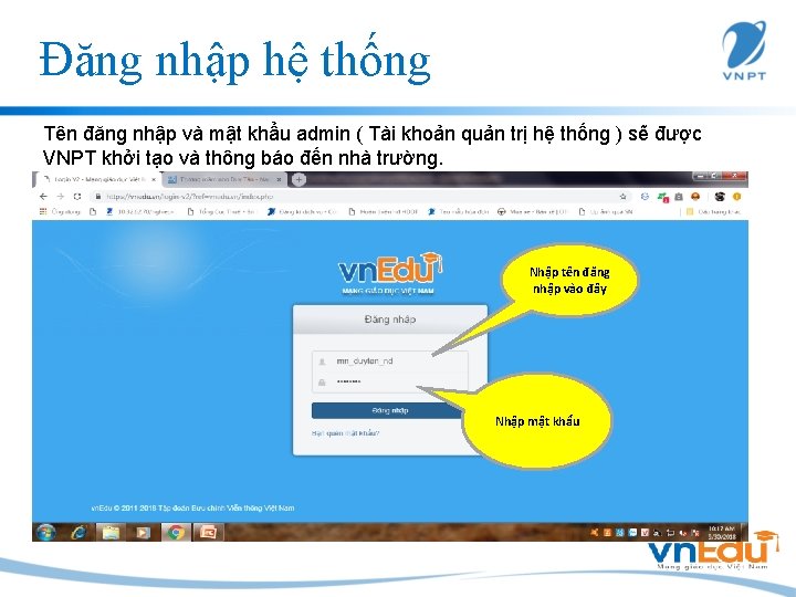 Đăng nhập hệ thống Tên đăng nhập và mật khẩu admin ( Tài khoản