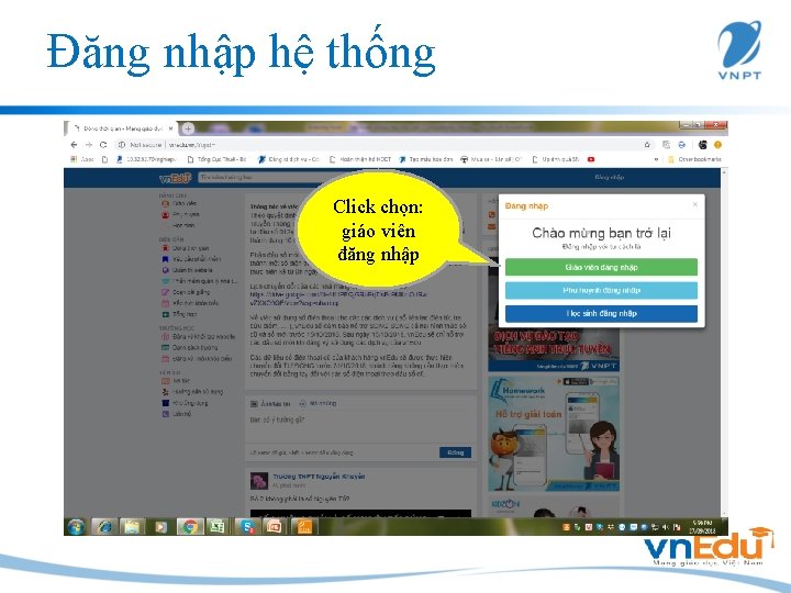 Đăng nhập hệ thống Click chọn: giáo viên đăng nhập 