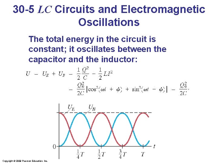 30 -5 LC Circuits and Electromagnetic Oscillations The total energy in the circuit is