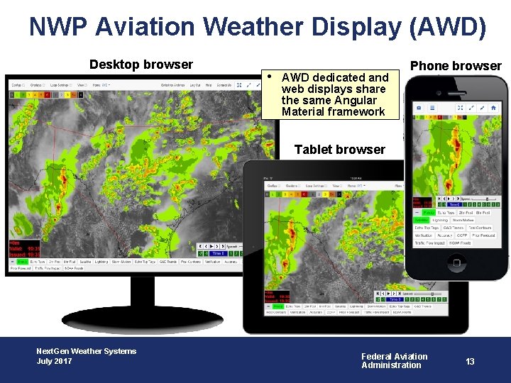 NWP Aviation Weather Display (AWD) Desktop browser • AWD dedicated and web displays share