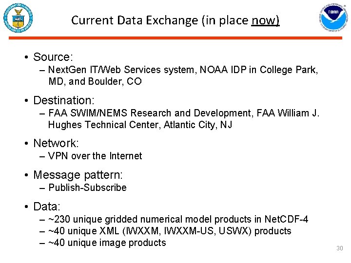 Current Data Exchange (in place now) • Source: – Next. Gen IT/Web Services system,