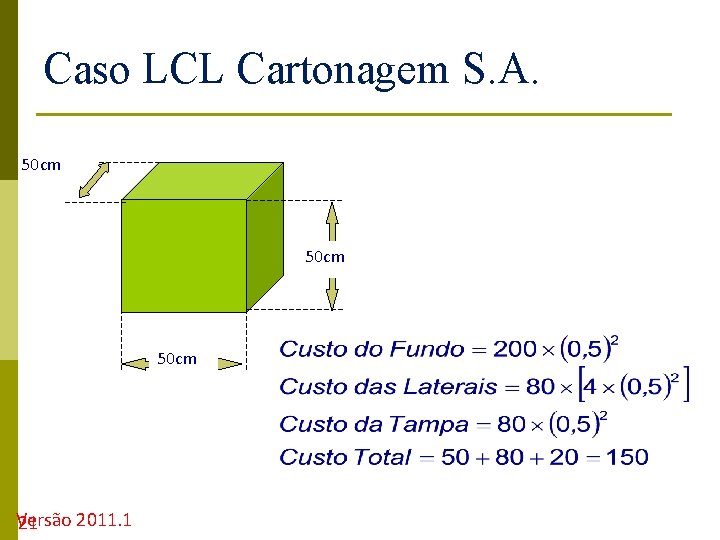 Caso LCL Cartonagem S. A. 50 cm Versão 2011. 1 21 