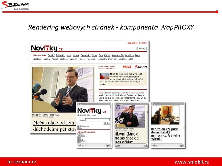 Rendering webových stránek - komponenta Wap. PROXY m. seznam. cz www. smobil. cz 