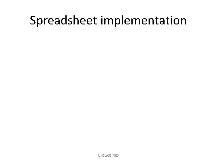 Spreadsheet implementation UNCLASSIFIED 