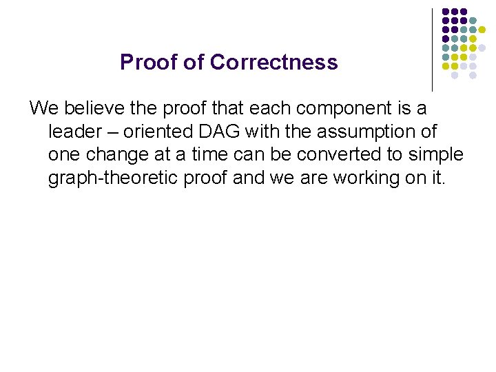 Proof of Correctness We believe the proof that each component is a leader –