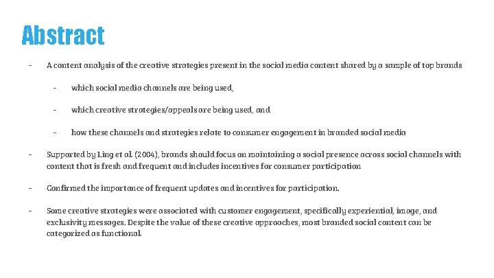 Abstract - A content analysis of the creative strategies present in the social media