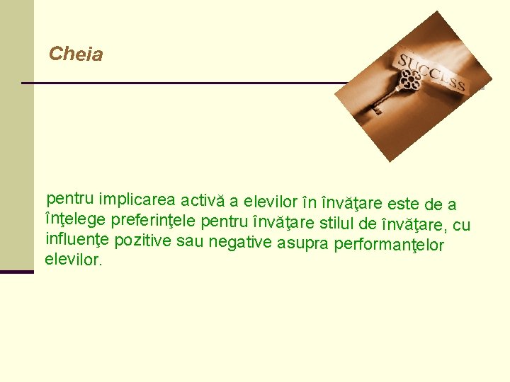 Cheia pentru implicarea activă a elevilor în învăţare este de a înţelege preferinţele pentru