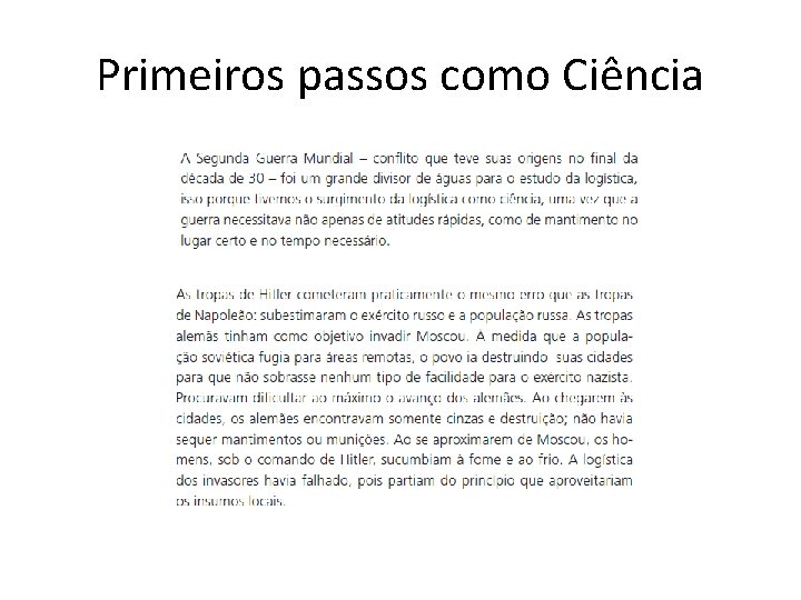 Primeiros passos como Ciência 