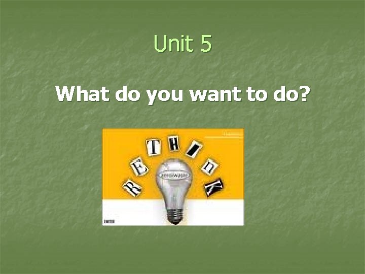 Unit 5 What do you want to do? 