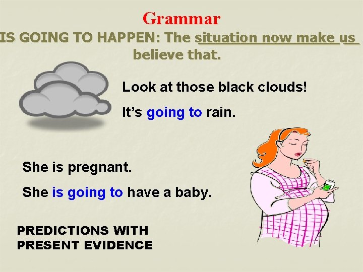 Grammar IS GOING TO HAPPEN: The situation now make us believe that. Look at