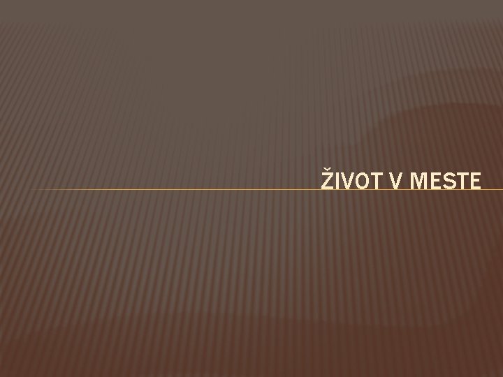 ŽIVOT V MESTE 