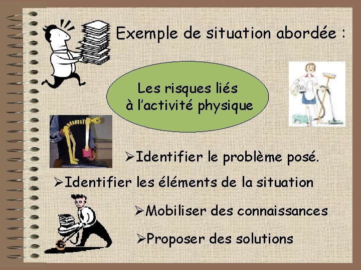 Exemple de situation abordée : Les risques liés à l’activité physique ØIdentifier le problème